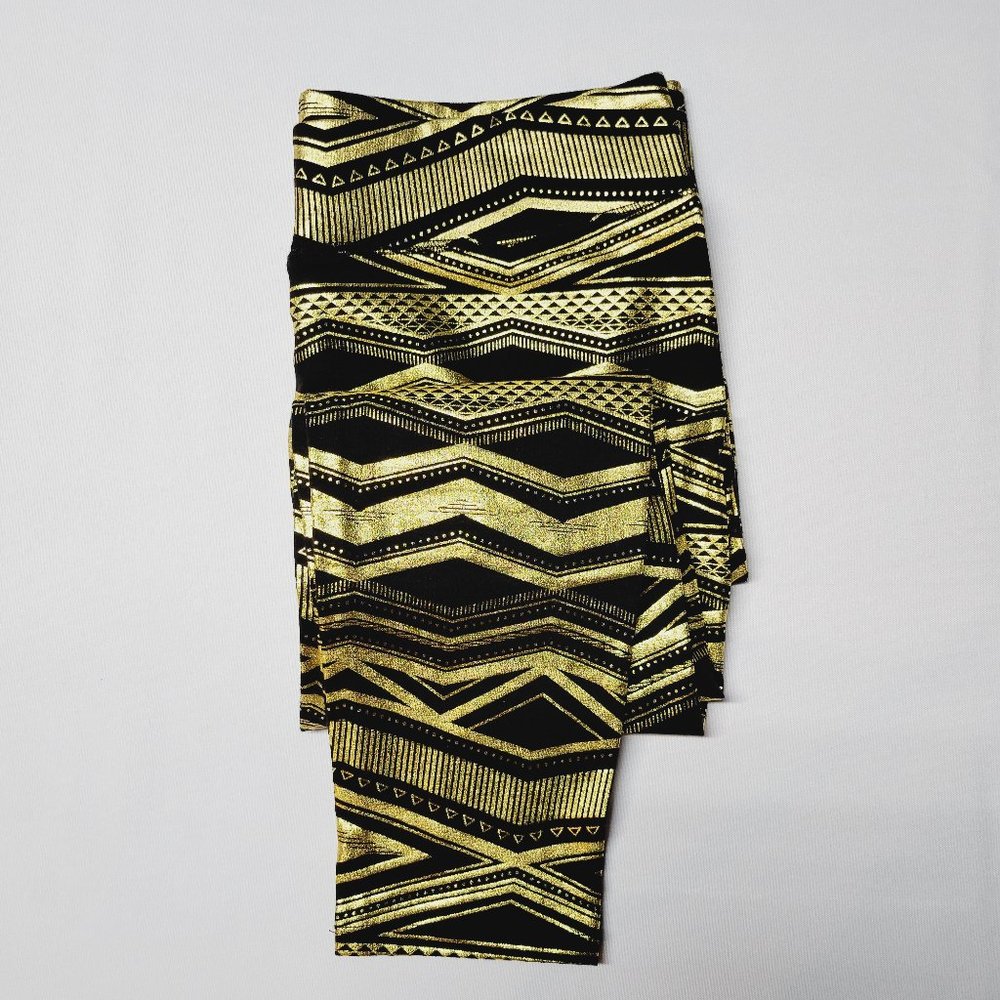City Streets Women's Large Golden Aztec Leggings NWOT
